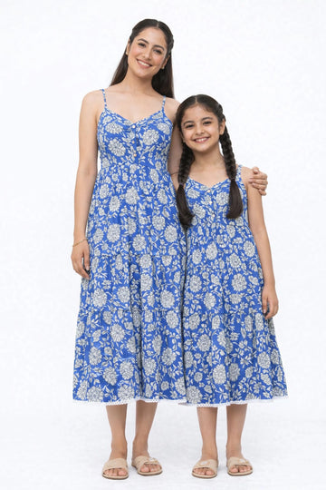 Mama & Me Blue Blossom Dress
