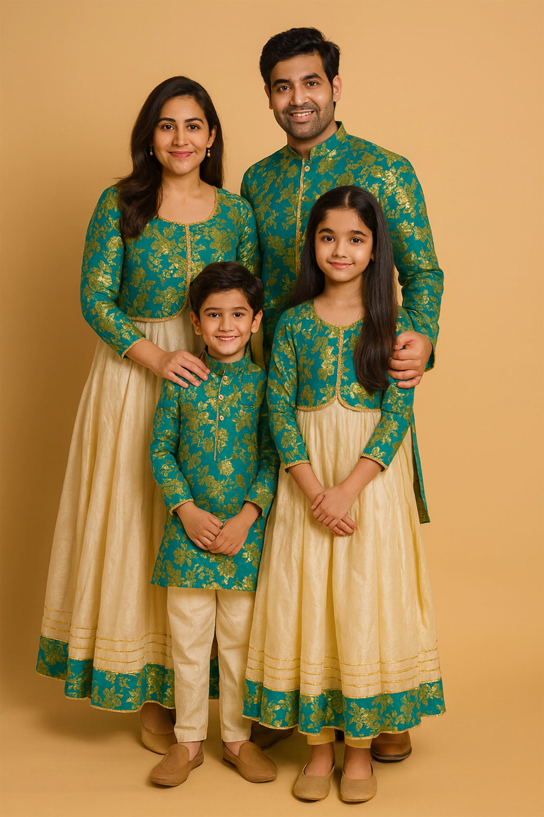 Dark Green & Golden Brocade Anarkali Set With Kurta Pyjama