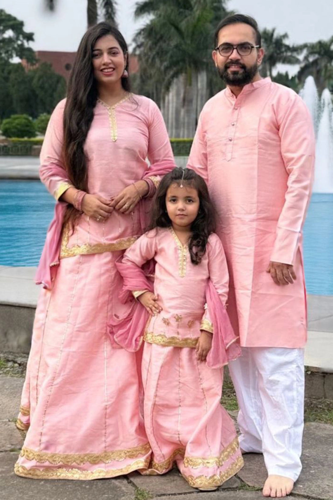 Peach Gota Pati Family set