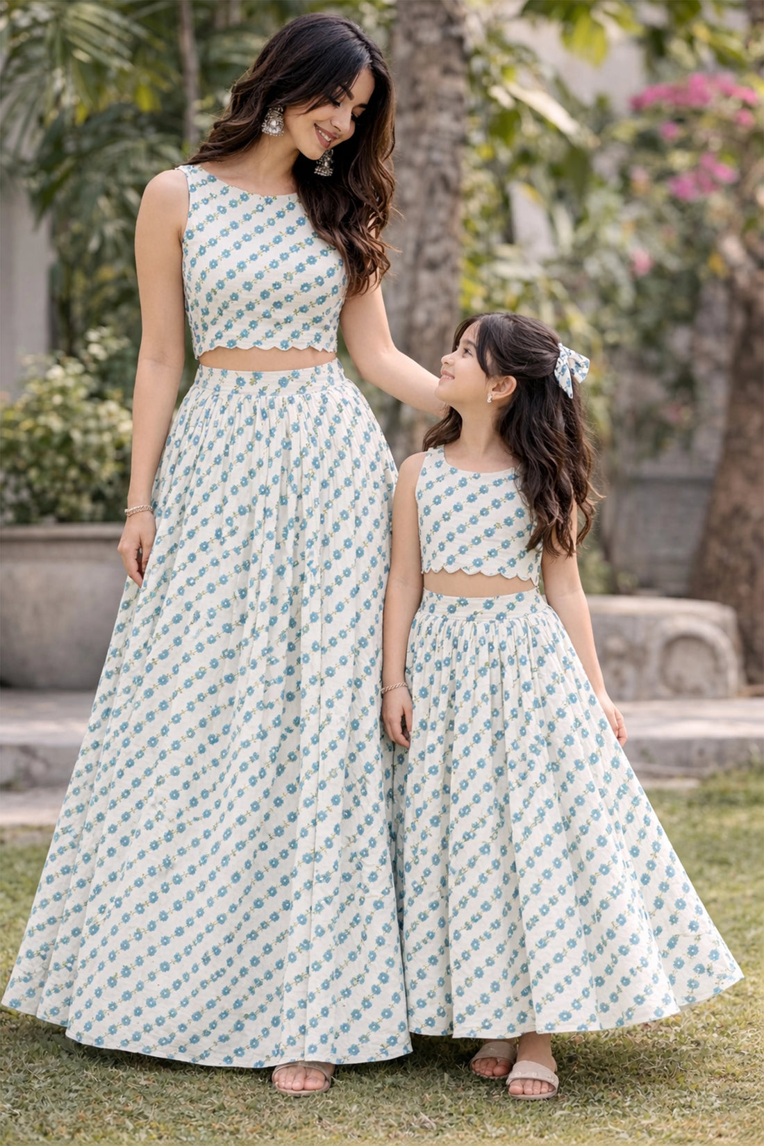 Ethnic Wear Mum And Me Matching Outfits Gold Multi Matching Mother-Daughter Outfit Embroidered Cotton Raw Ethnic Wear Mum And Me Matching Outfits Gold Multi Matching Mother-Daughter Outfit Embroidered Cotton Raw