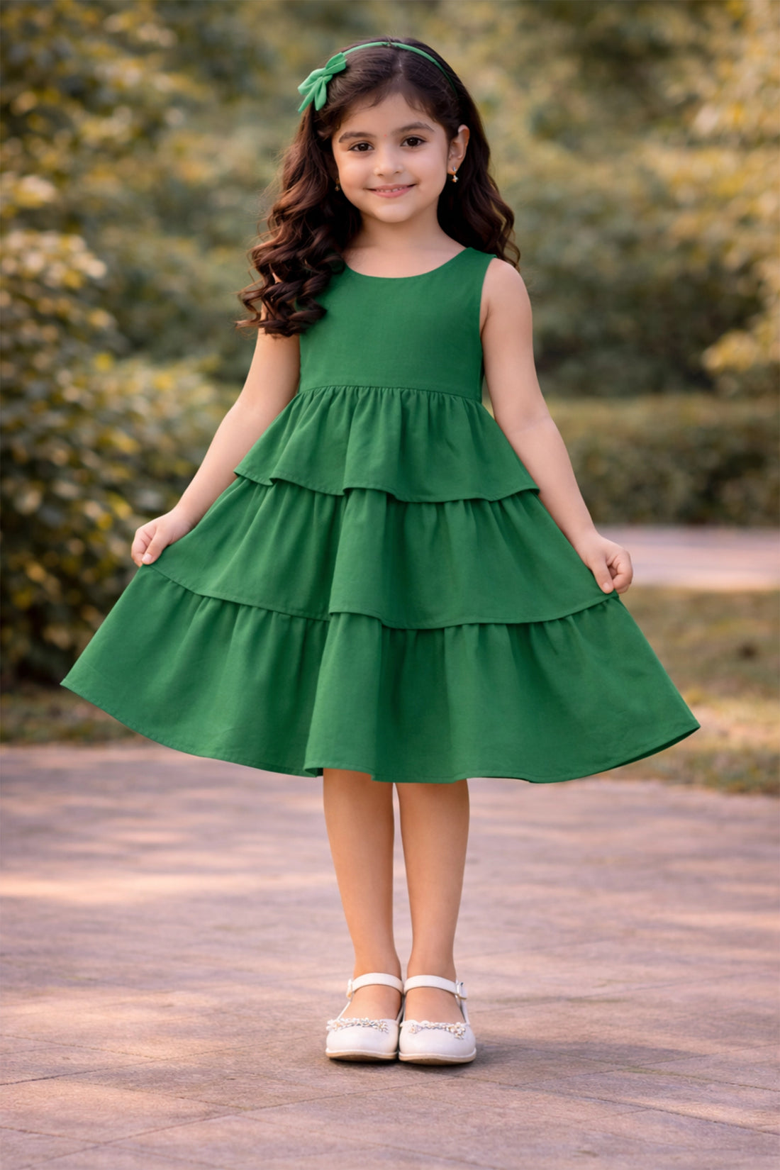 Emerald Tier Twirl Dress