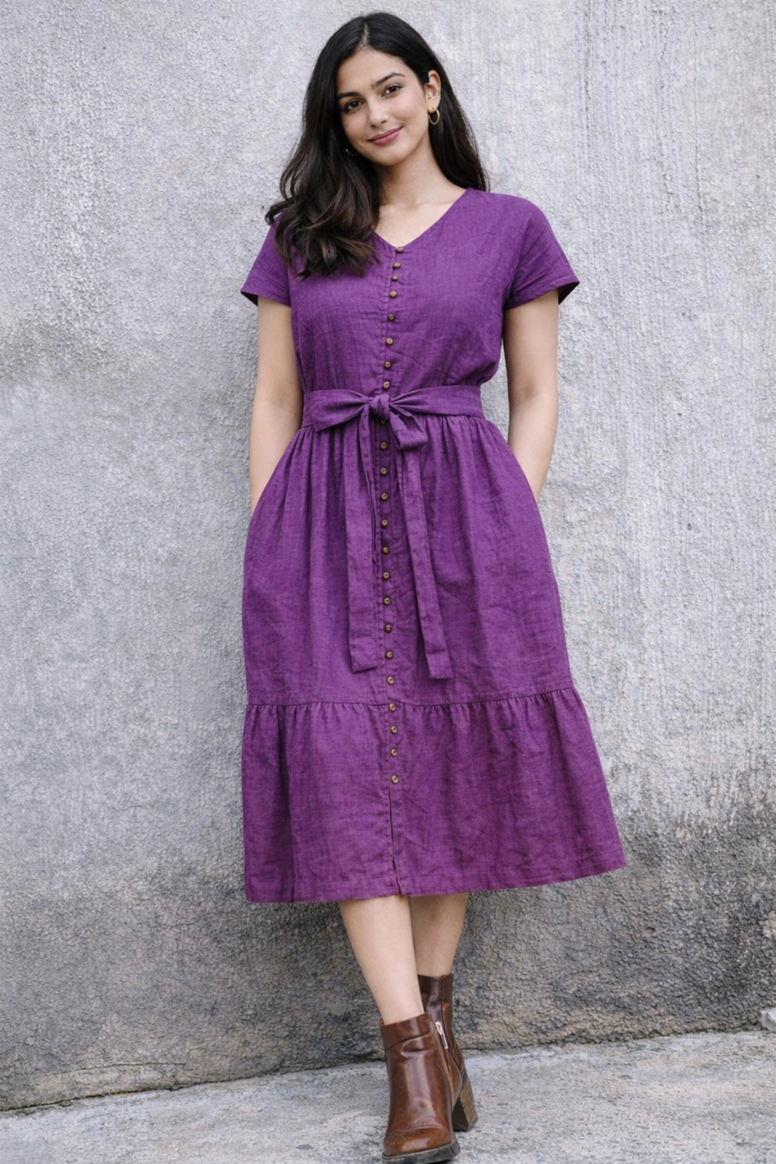 Elara Button Midi – Purple