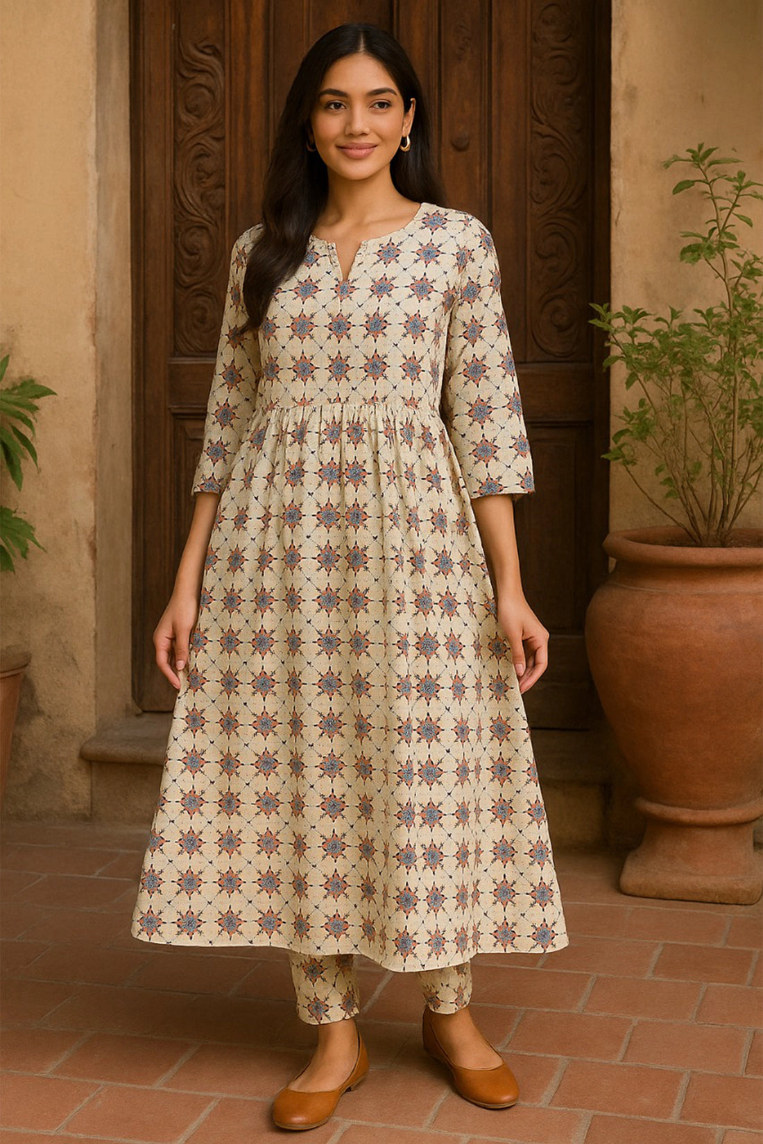 Amber Tile Flared Kurta