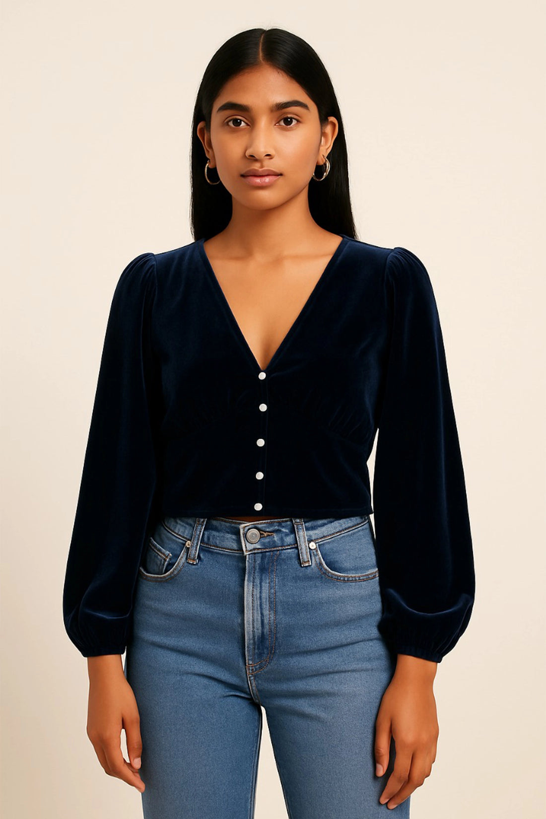 Elysian Navy Velvet Top