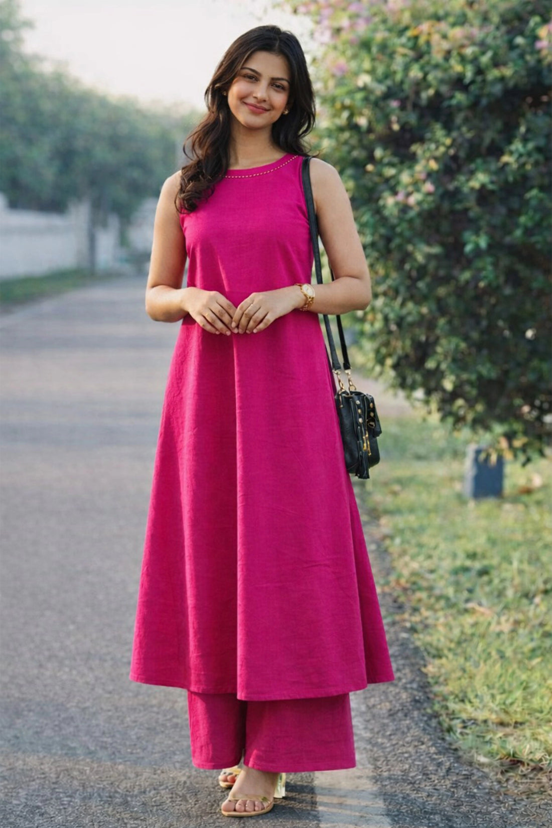 Elara Kurta Set – Fuchsia