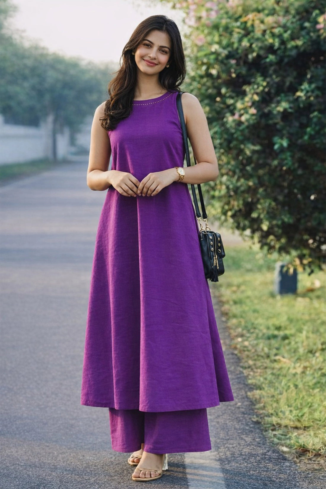 Elara Kurta Set – Purple