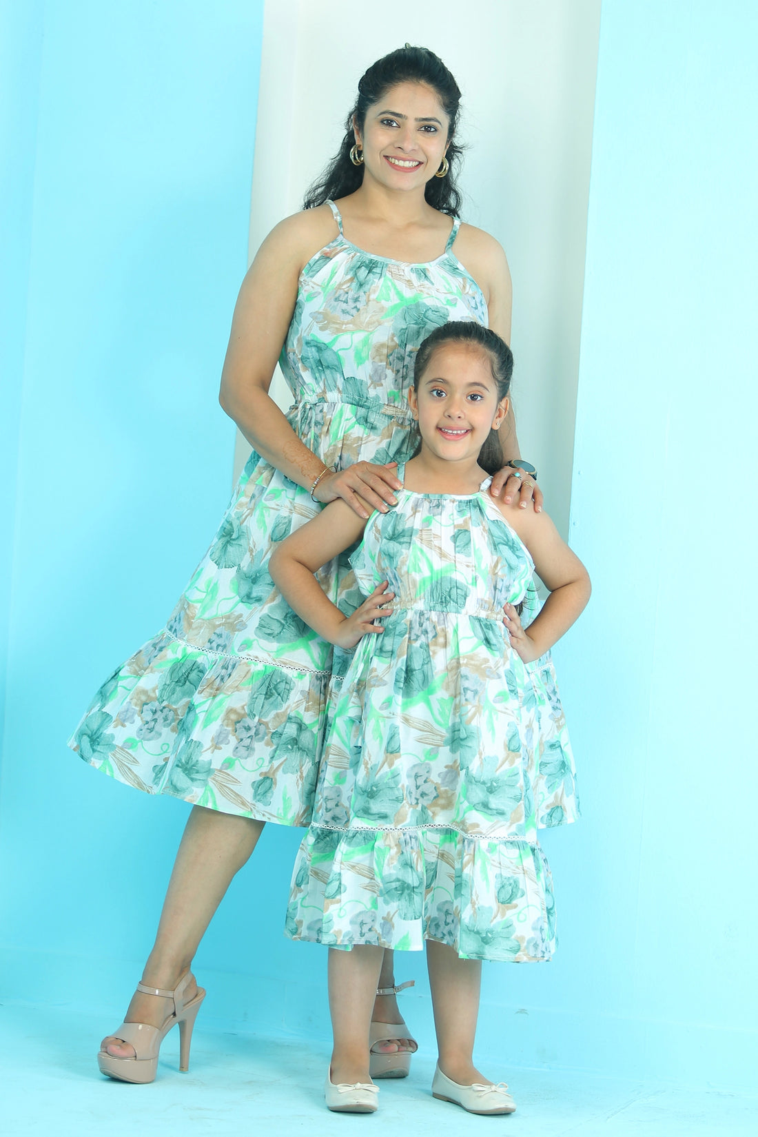 White Floral Nora Dress For Mom And Daughter