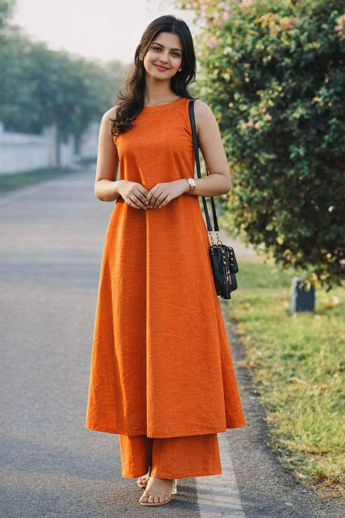 Elara Kurta Set – Orange