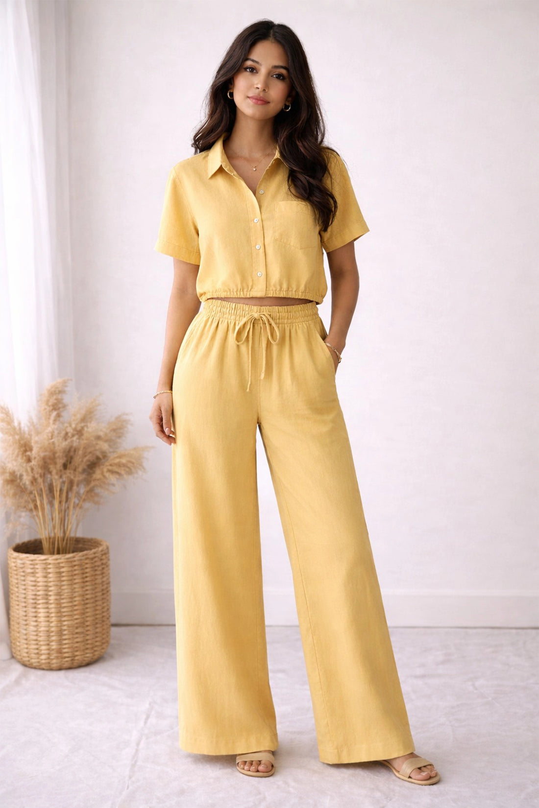 Nyra Relaxed Pant Set - Yellow