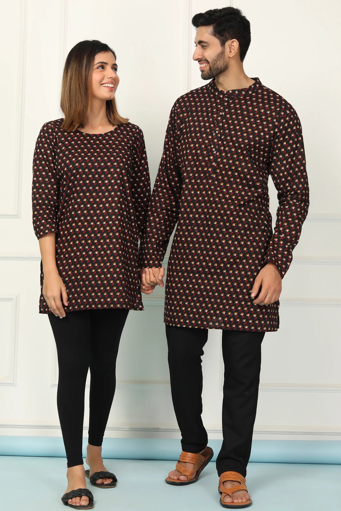 Trendy Designer Slub Cotton Couple Kurta Set (Women's Kurti With Men Kurti)  | eBay