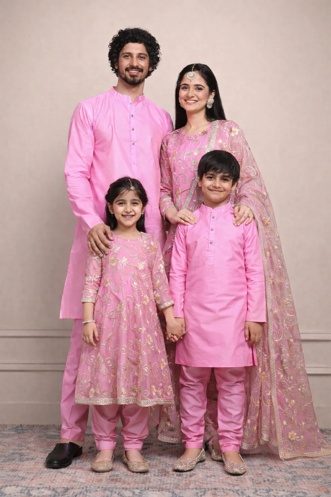 Gulnaar Pink Chudidar Set For Family