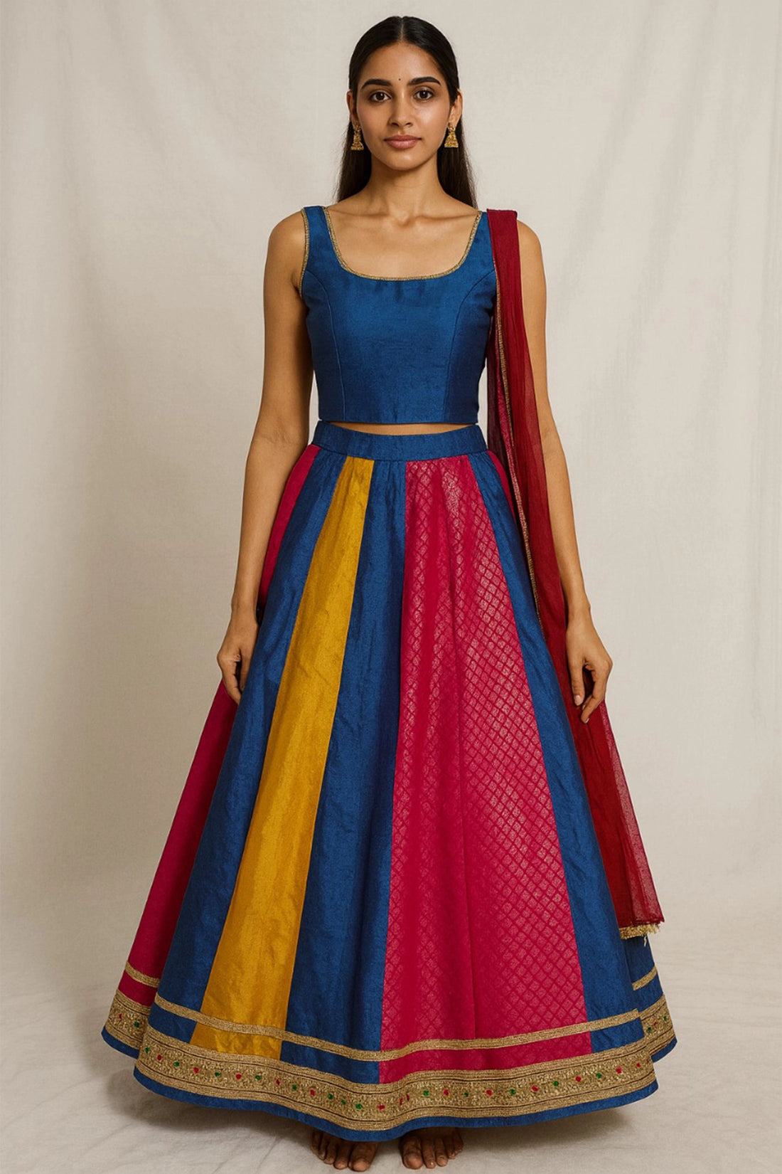 Traditional Blue and Multicolor Lehenga With Choli Set