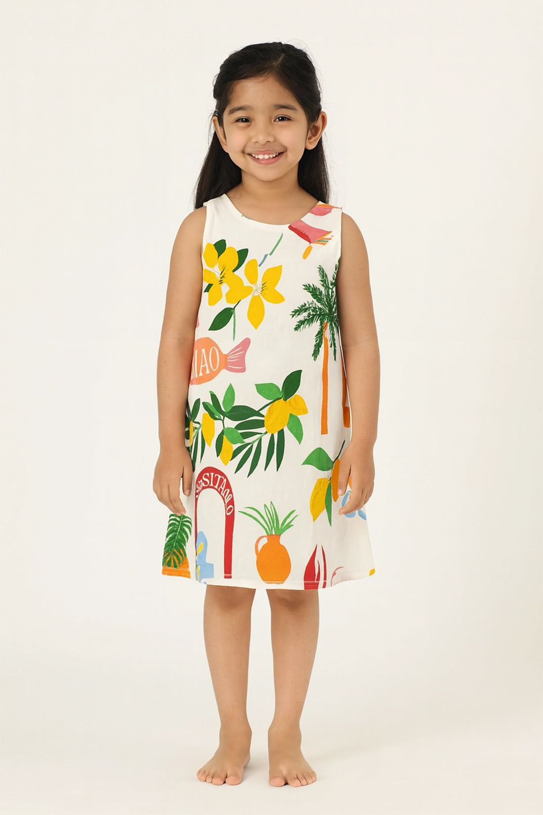 White Printed Aline Dress