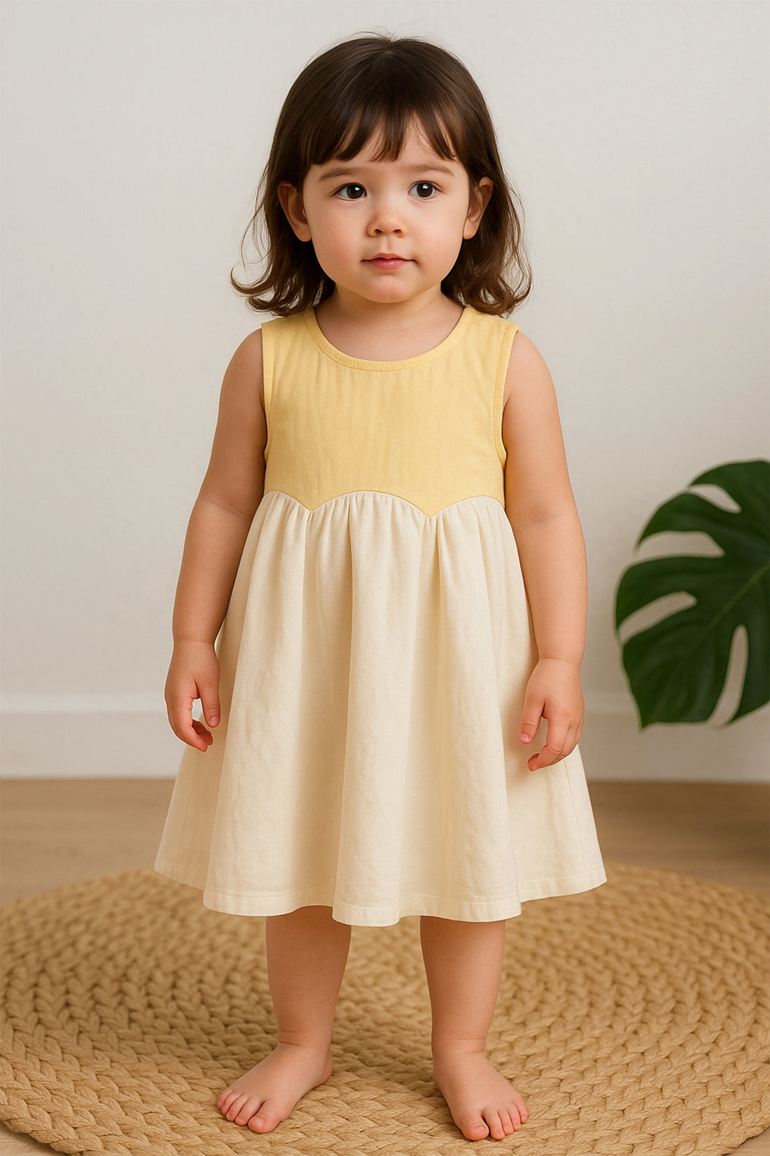 White & Yellow Pinafore Dress