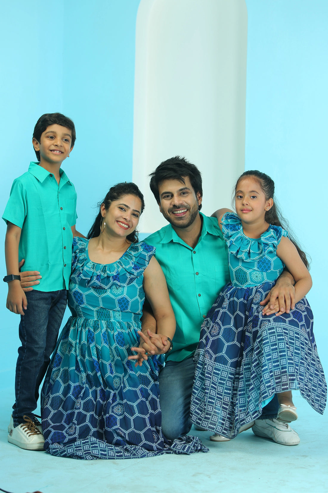 Navy Blue Sophia Maxi Family Set With Matching Dress & Shirt (Copy)