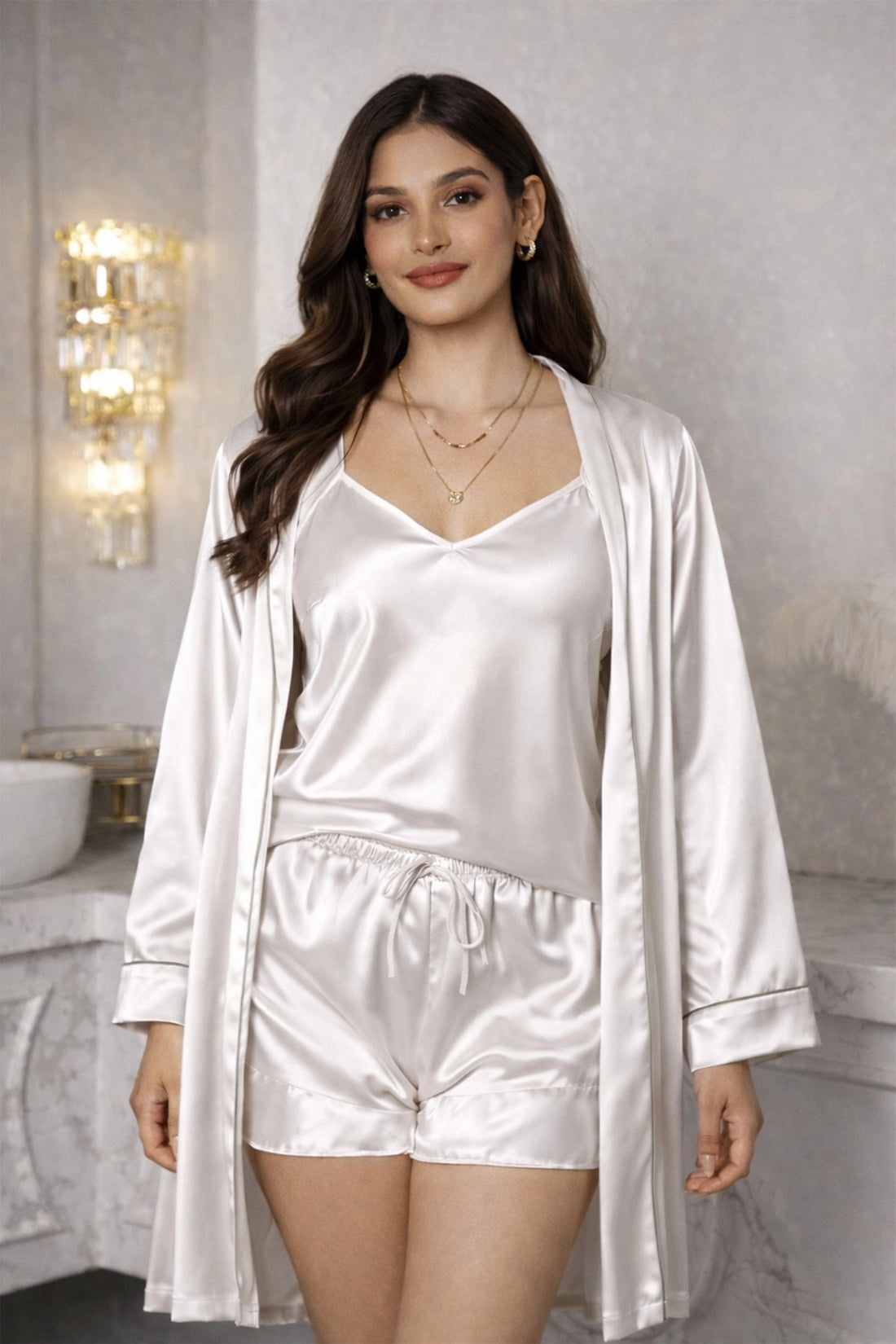Dreamlite Satin Nightwear – White