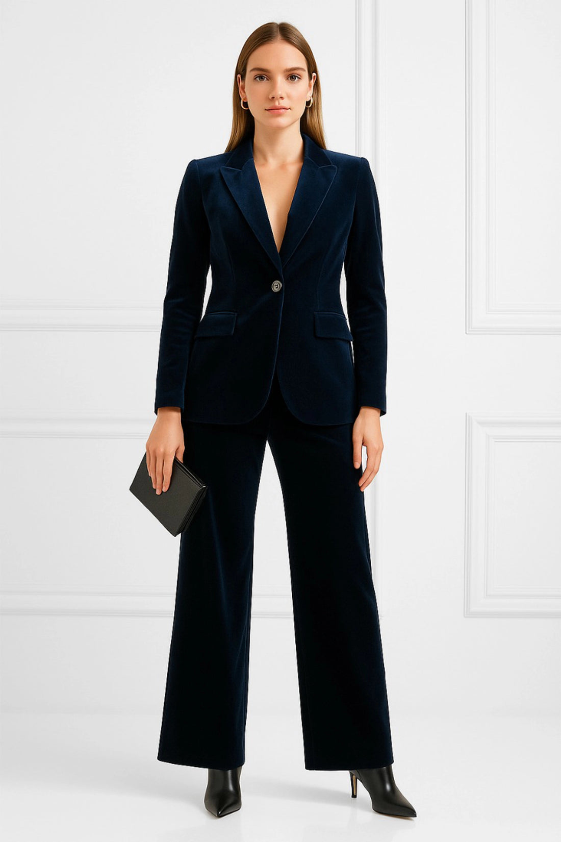 Navy Blue Velvet Executive Set For women