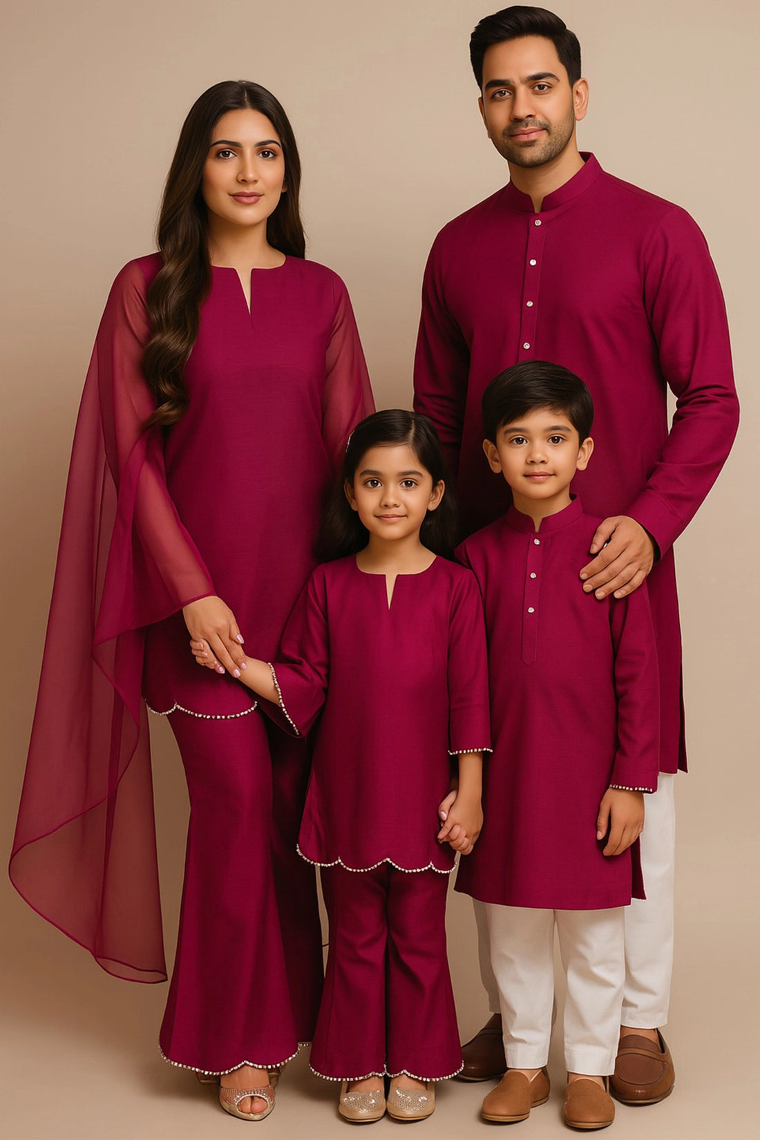 Maroon Rooh Matching Family set