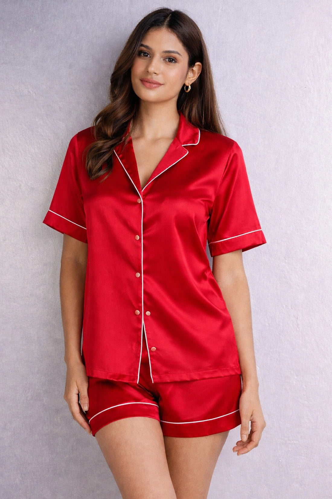 Luna Satin PJ Set – Red