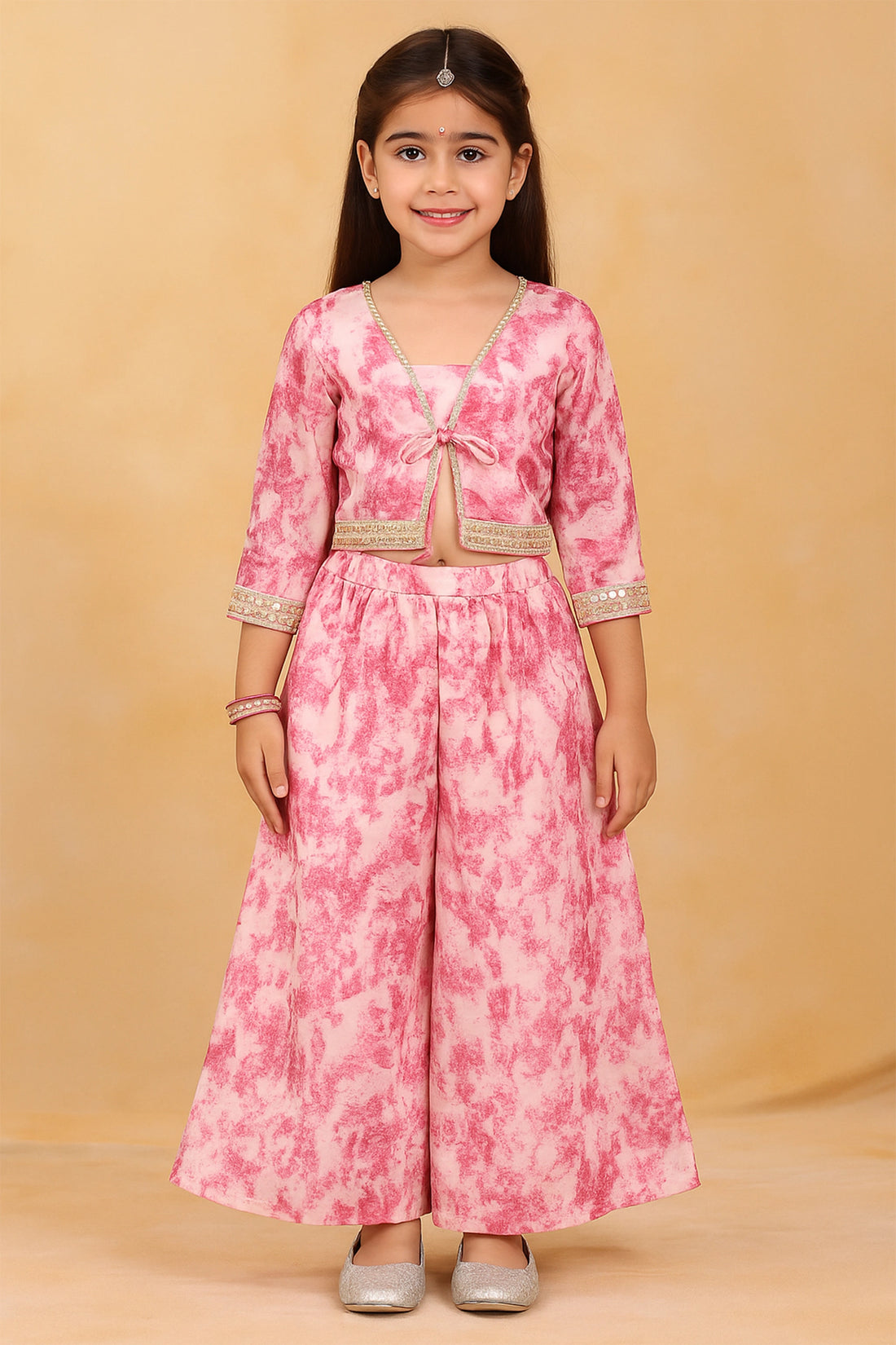 Floral Fuchsia Fiesta: Coordinated Crop Top And Palazzo Set