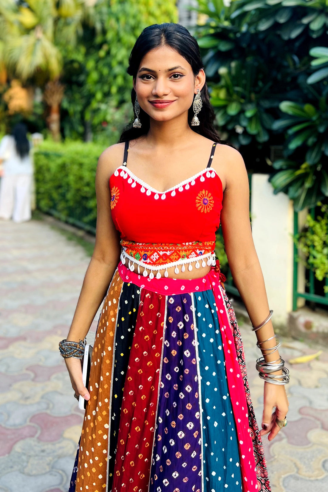 Multi Colored Chaniya Choli With Lehenga For Women