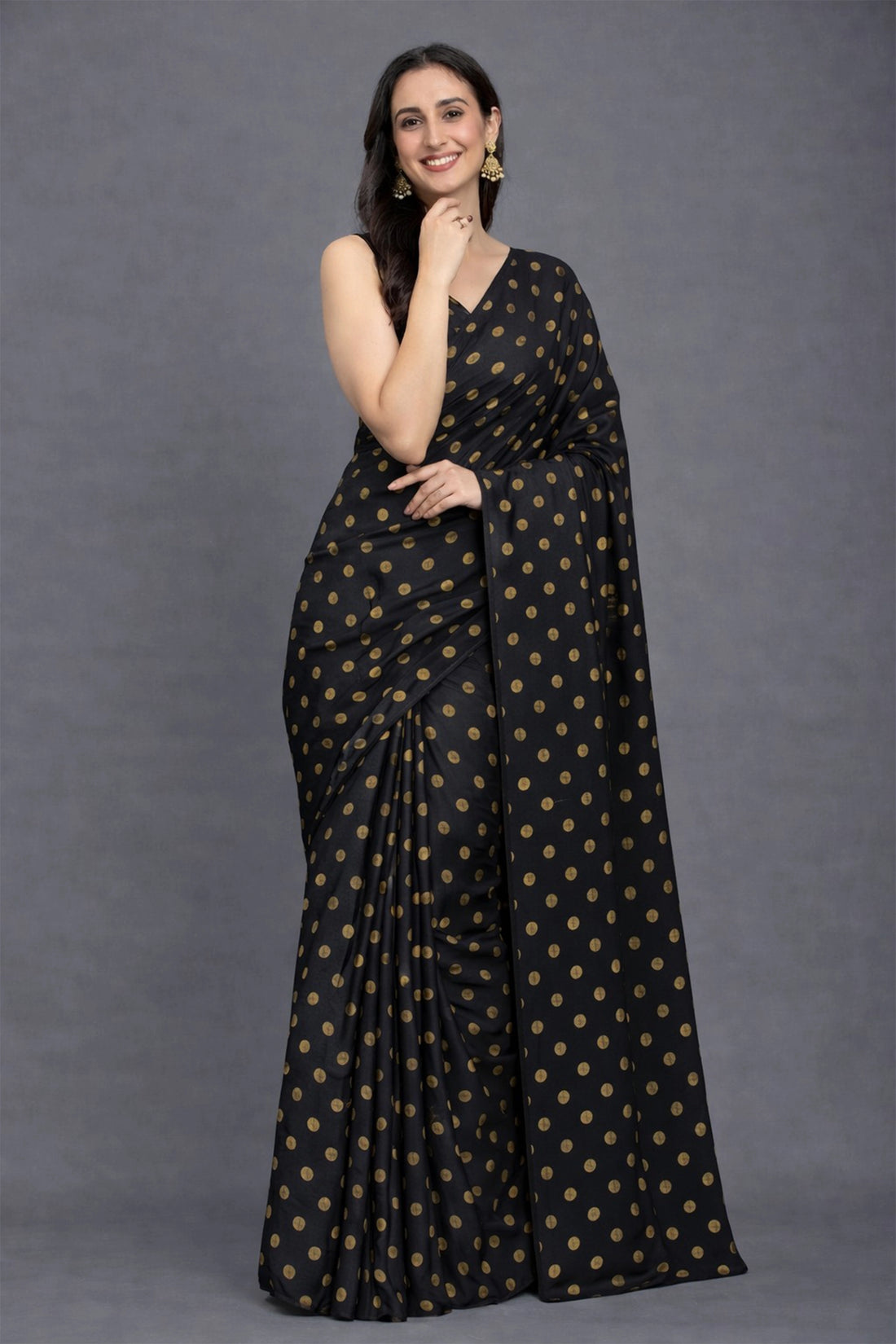 Black Polka Saree