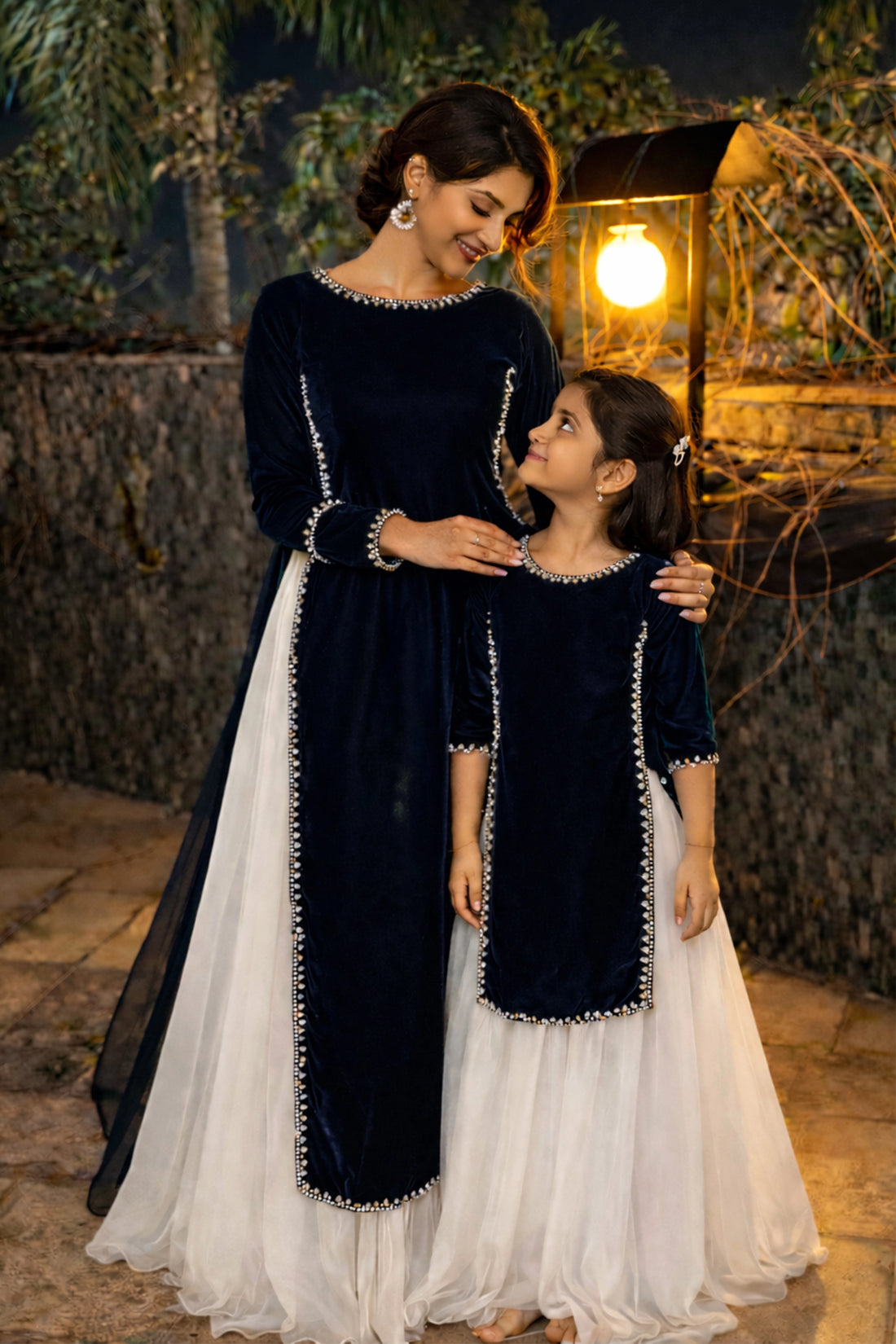 Saaya Skirt Kurta Set For Mom & Daughter – Midnight Navy