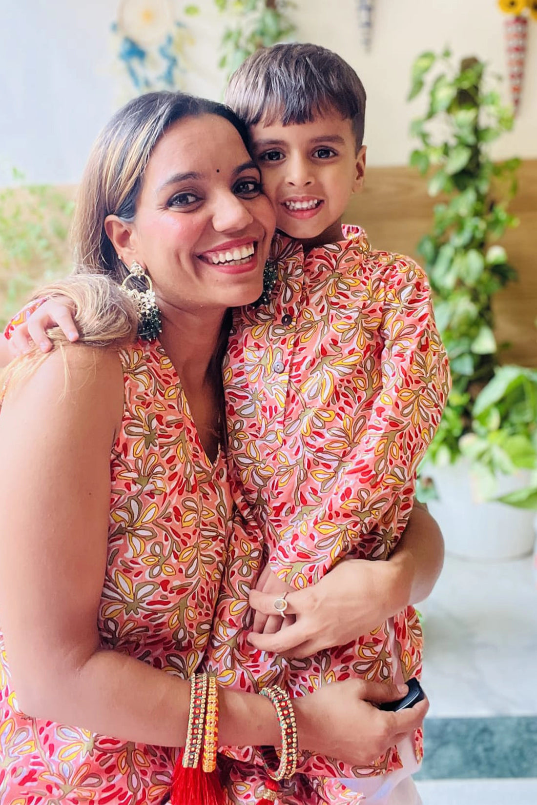 Rouge Kurta Set For Mom And Son