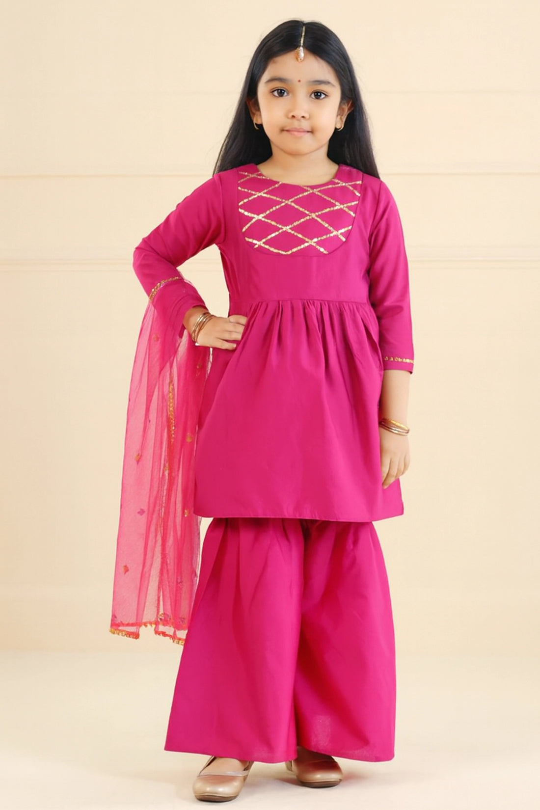 Wine Noor Sharara Suit Set