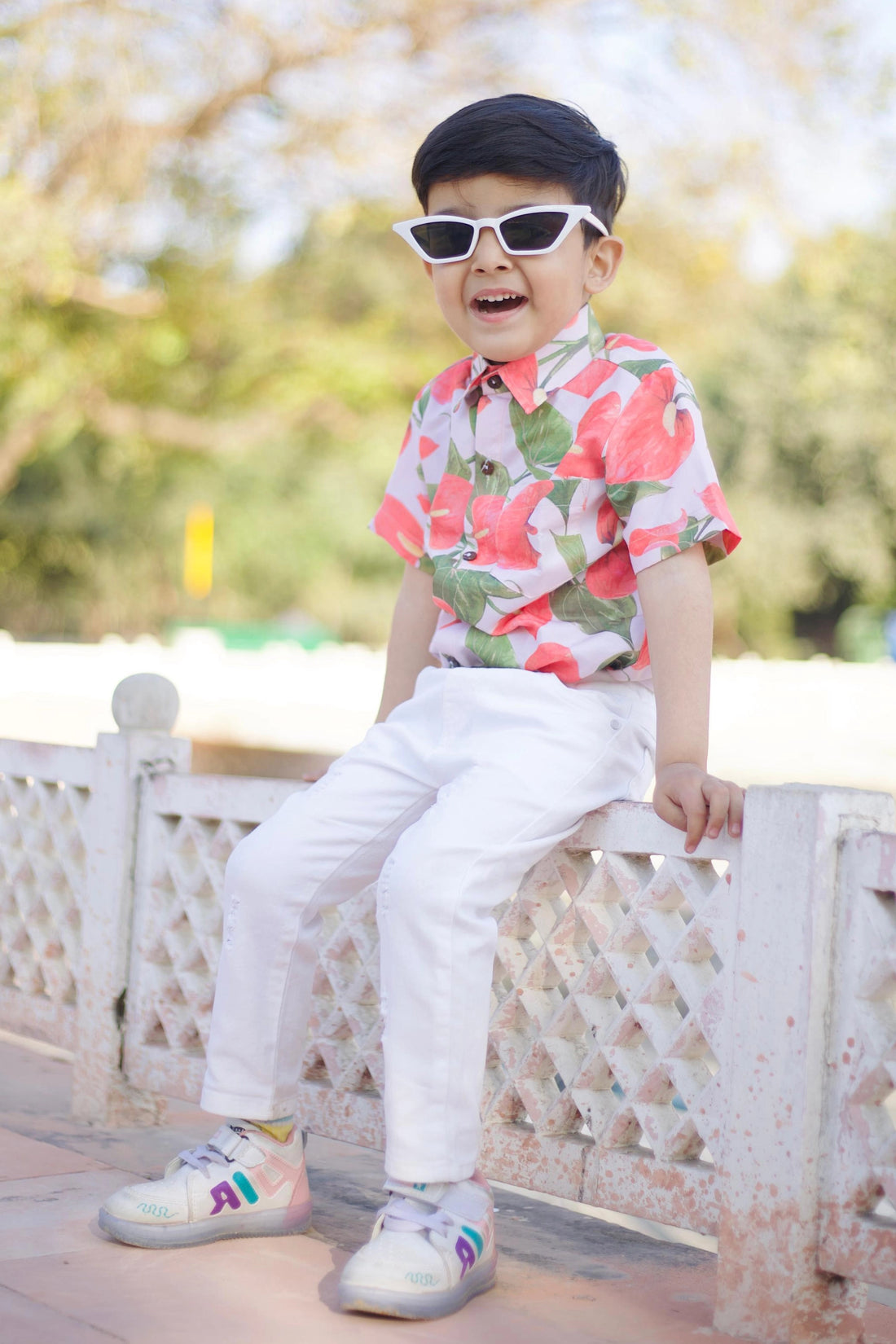 White Coral Printed Shirt