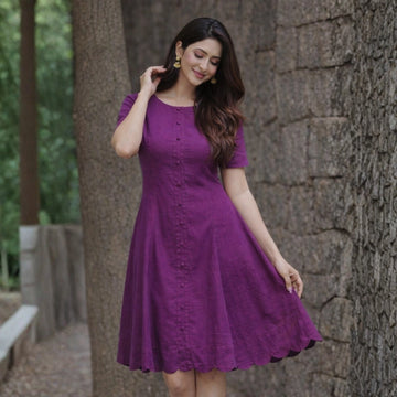 Elara Flare Dress – Purple