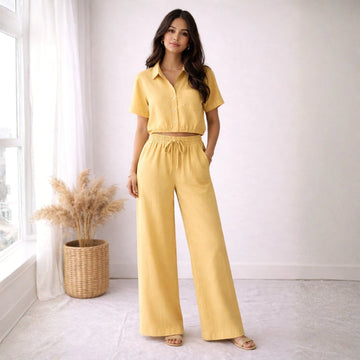 Nyra Relaxed Pant Set - Yellow