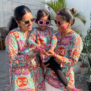 Rangmela Set of Two Kurta For Mom & Daughter