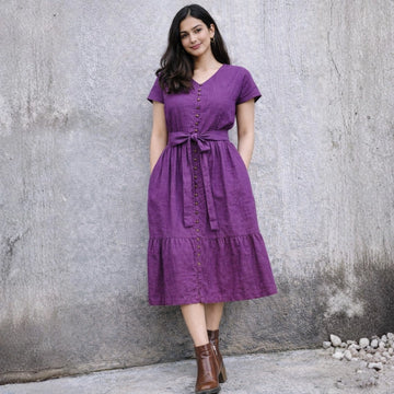 Elara Button Midi – Purple