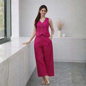 Ira Vest & Pant Set – Fuchsia