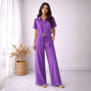 Nyra Relaxed Pant Set - Purple