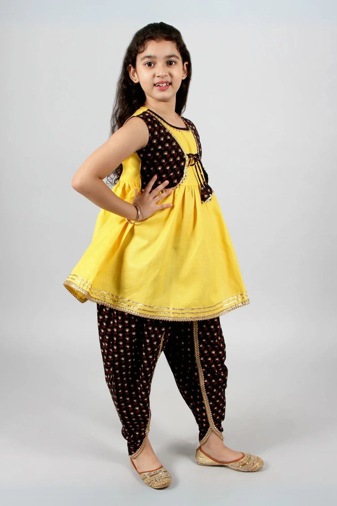 Black Block Printed Kurta Pyjama With Nehru Jacket Kurta Dhoti Brother Sister Set