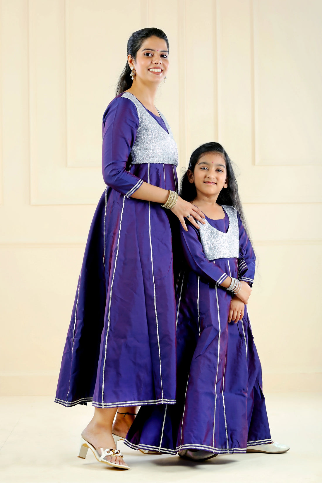 Matching Purple Hannah Anarkali Suit for Mother and Daughter